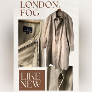 2000’s London Fog Men's Beige Trench Coat with Removable Zip Warm Layer